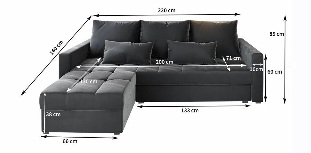 Ecksofa KOS PIK mit Schlaffunktion L-Form, Sofa mit Bettkasten, Wohnzimmersofa, Couch, Soffa, Bettsofa