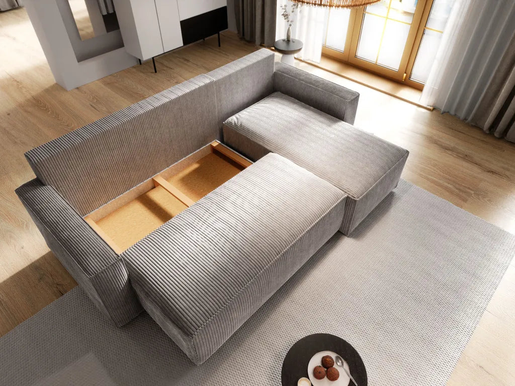 Ecksofa POTARO mit Schlaffunktion L-Form, Sofa mit Bettkasten, Wohnzimmersofa, Couch, Soffa, Bettsofa